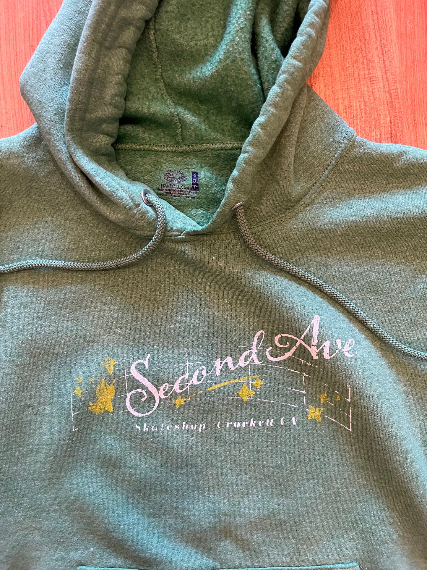Second Ave Wizard Up-cycled Hoodie Green Small