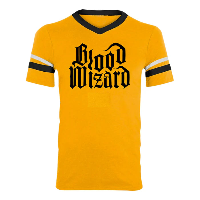 Blood Wizard Strip Sleeve Logo T-Shirt Gold