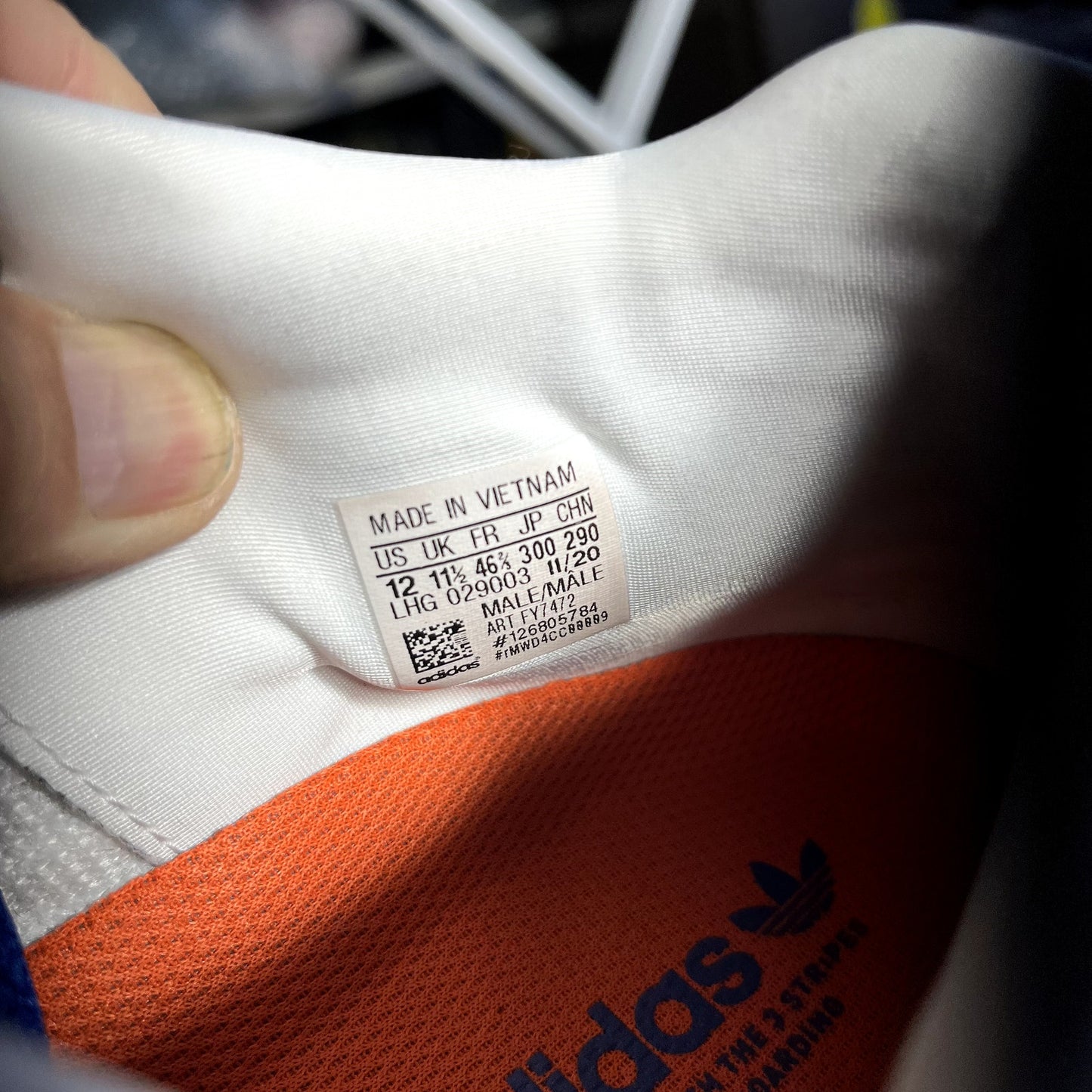 Adidas Originals Men's TYSHAWN Shoes in Cloud White/Orange/Blue Bird Size 12