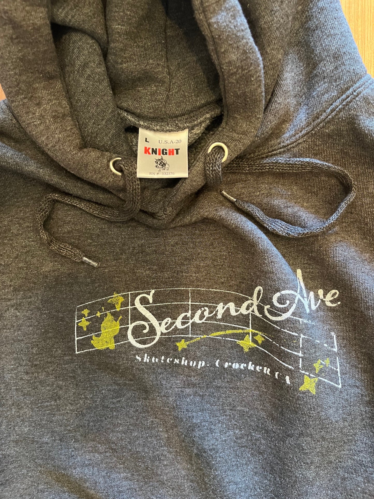 Second Ave Wizard Up-cycled Hoodie Gray Large