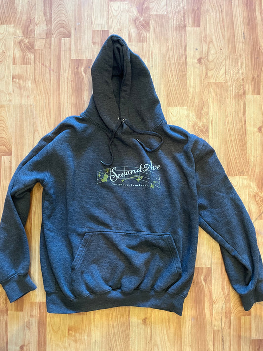 Second Ave Wizard Up-cycled Hoodie Gray Large