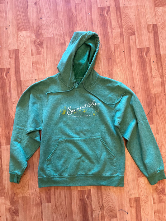 Second Ave Wizard Up-cycled Hoodie Green Small