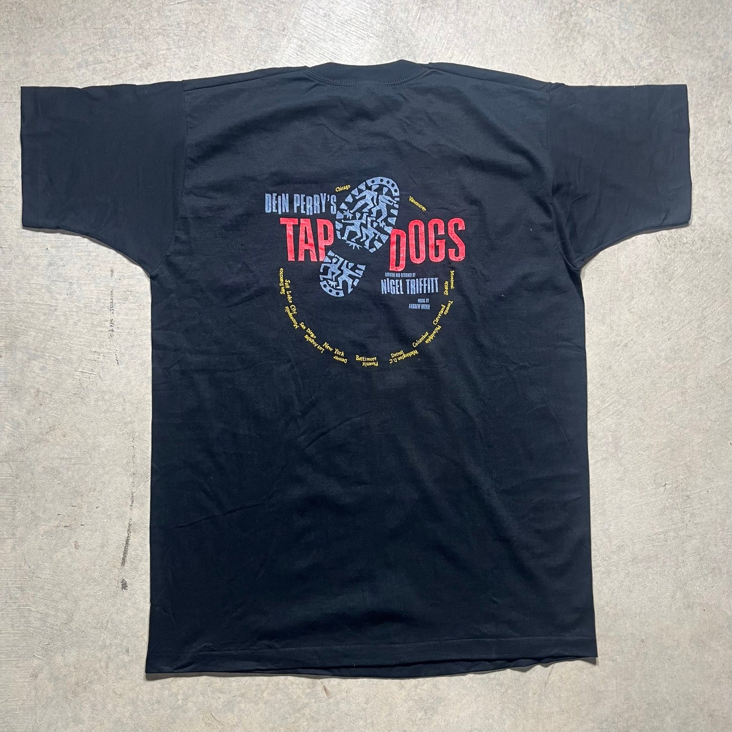Vintage 90s Dein Perry TAP DOGS Promo T-Shirt XL