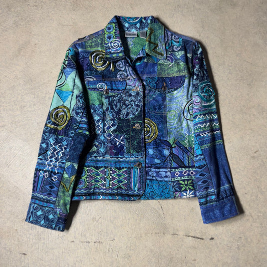 Chico's Mixed Artisan Denim Jacket Small