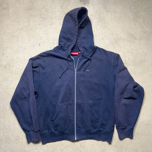 Supreme Box Logo Zip Up Hoodie Navy Blue Large