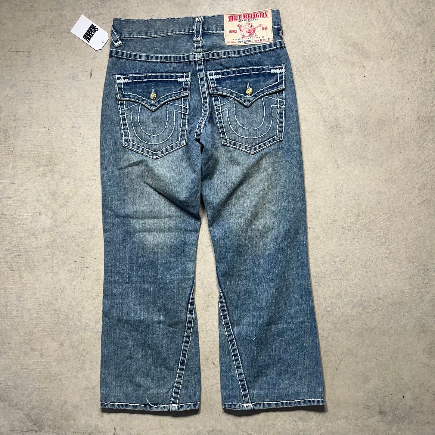 True Religion Joey Super T Flare Jeans USA Bootcut Y2K 32x30 Stitch Flap Pocket