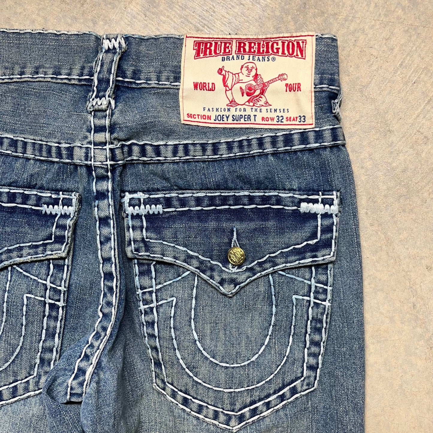 True Religion Joey Super T Flare Jeans USA Bootcut Y2K 32x30 Stitch Flap Pocket