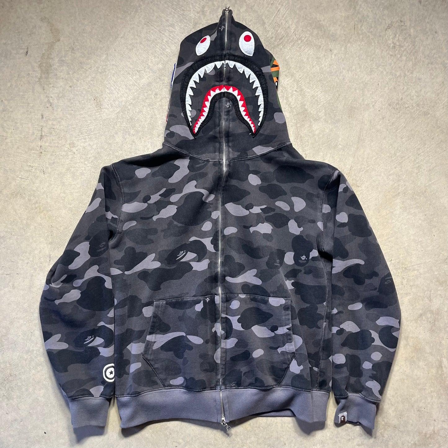 A Bathing Ape Camo Full Zip Gray Hoodie Small