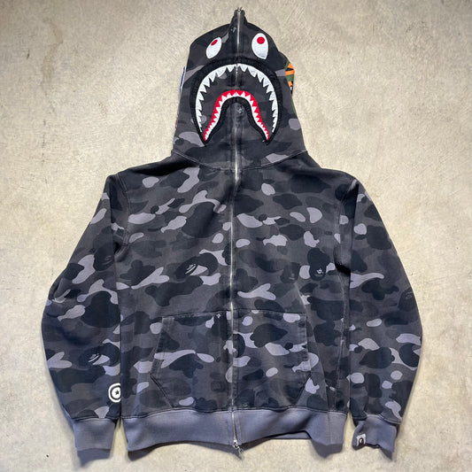 A Bathing Ape Camo Full Zip Gray Hoodie Small