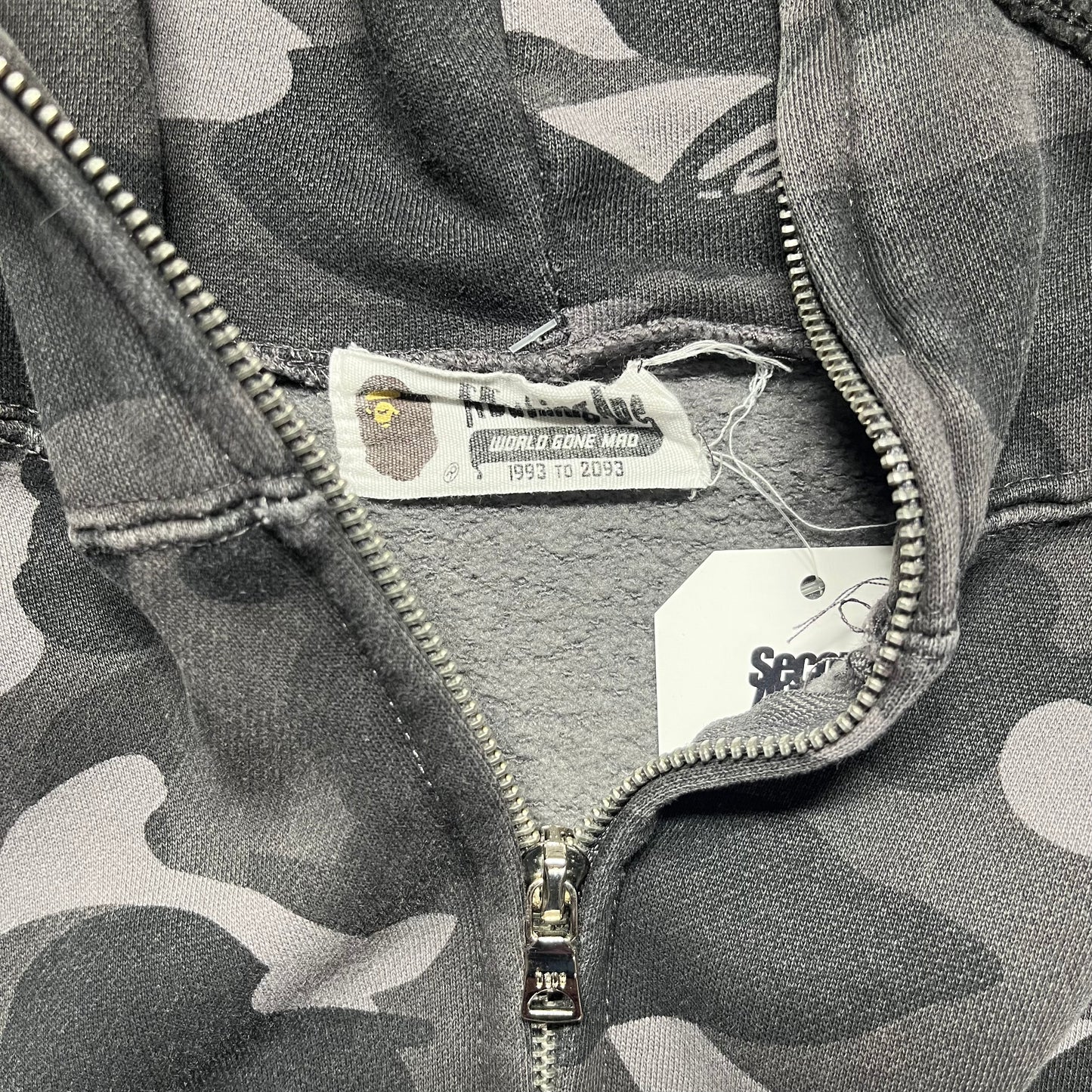 A Bathing Ape Camo Full Zip Gray Hoodie Small