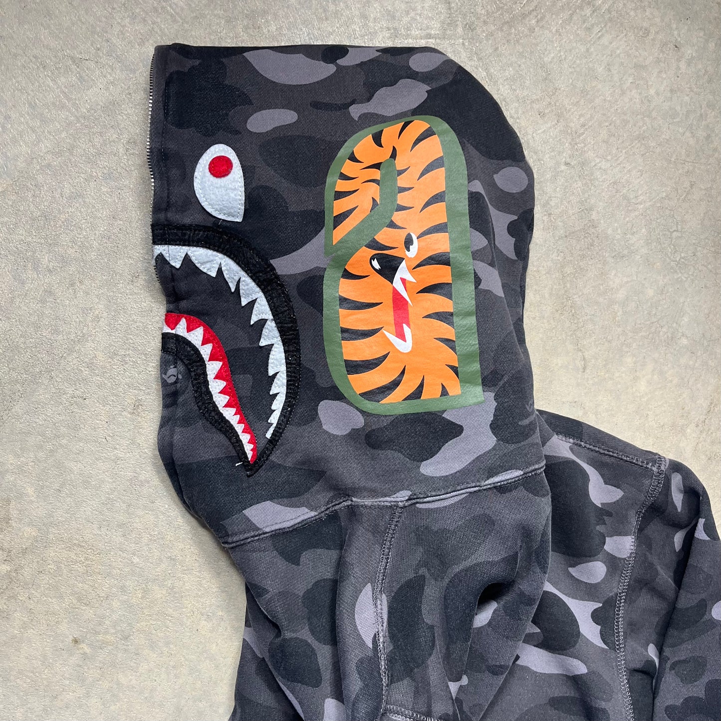 A Bathing Ape Camo Full Zip Gray Hoodie Small