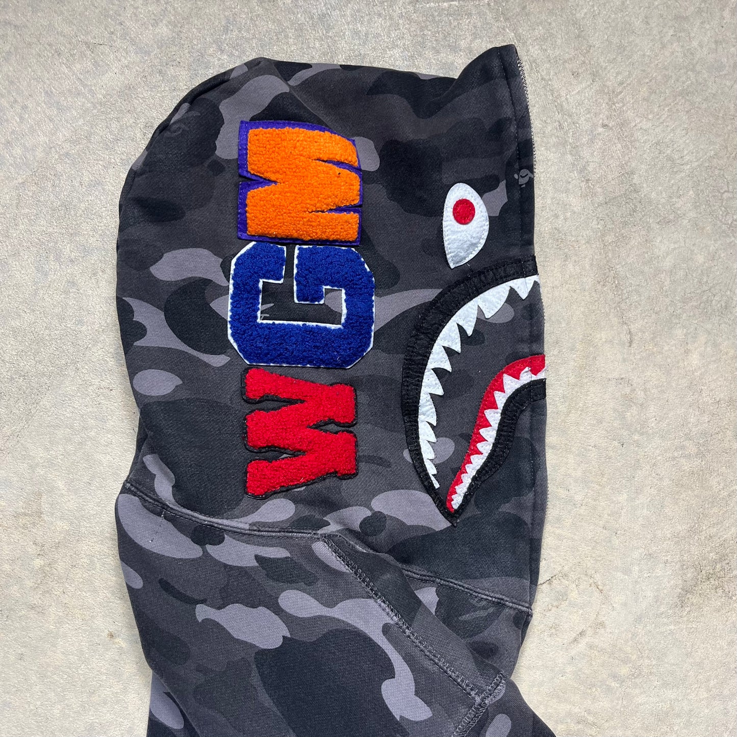 A Bathing Ape Camo Full Zip Gray Hoodie Small