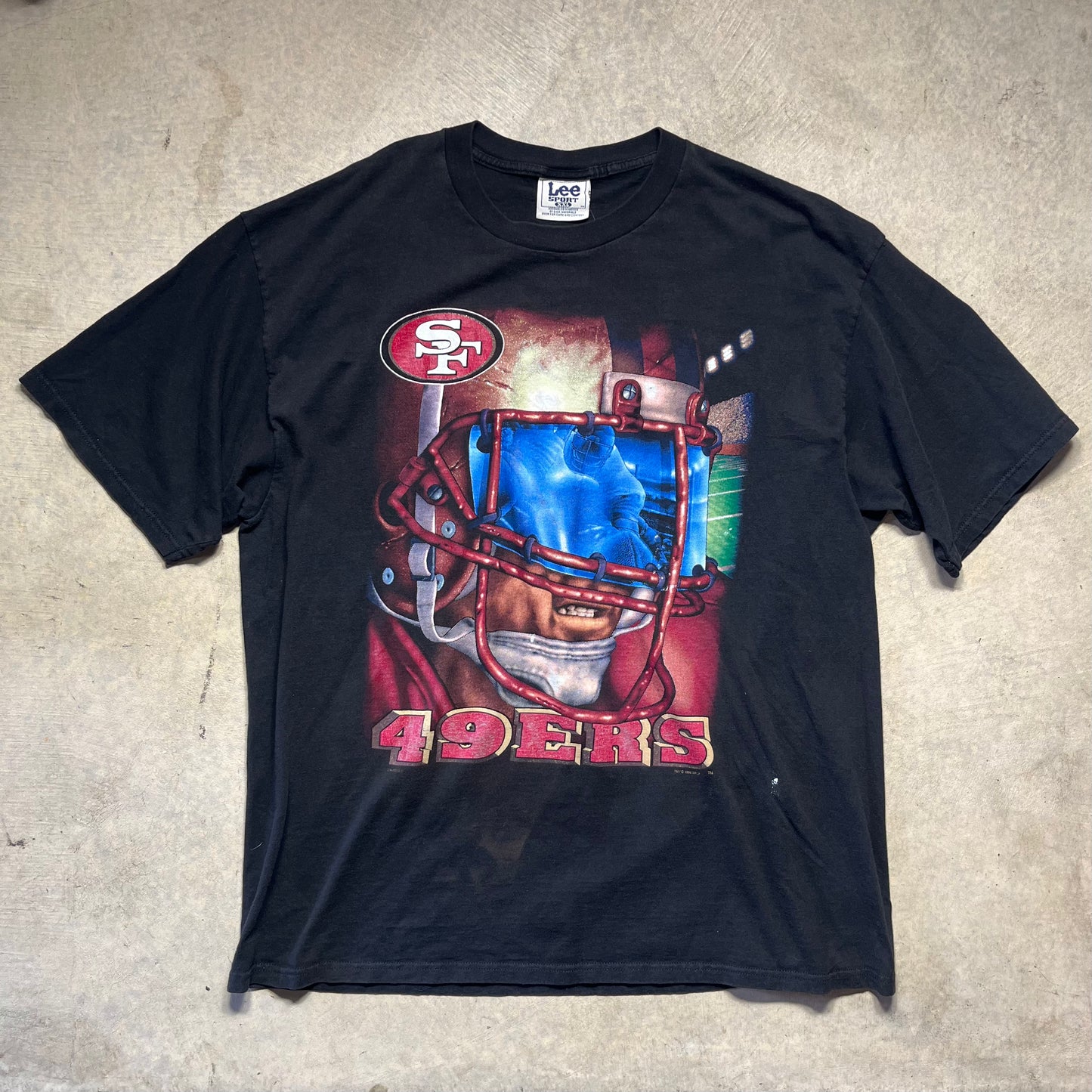 Vintage 49ers Lee Sport Black T-Shirt XL NFL 90s