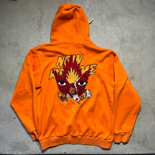 New Regime Embroidered Orange Hooded Sweatshirt Large