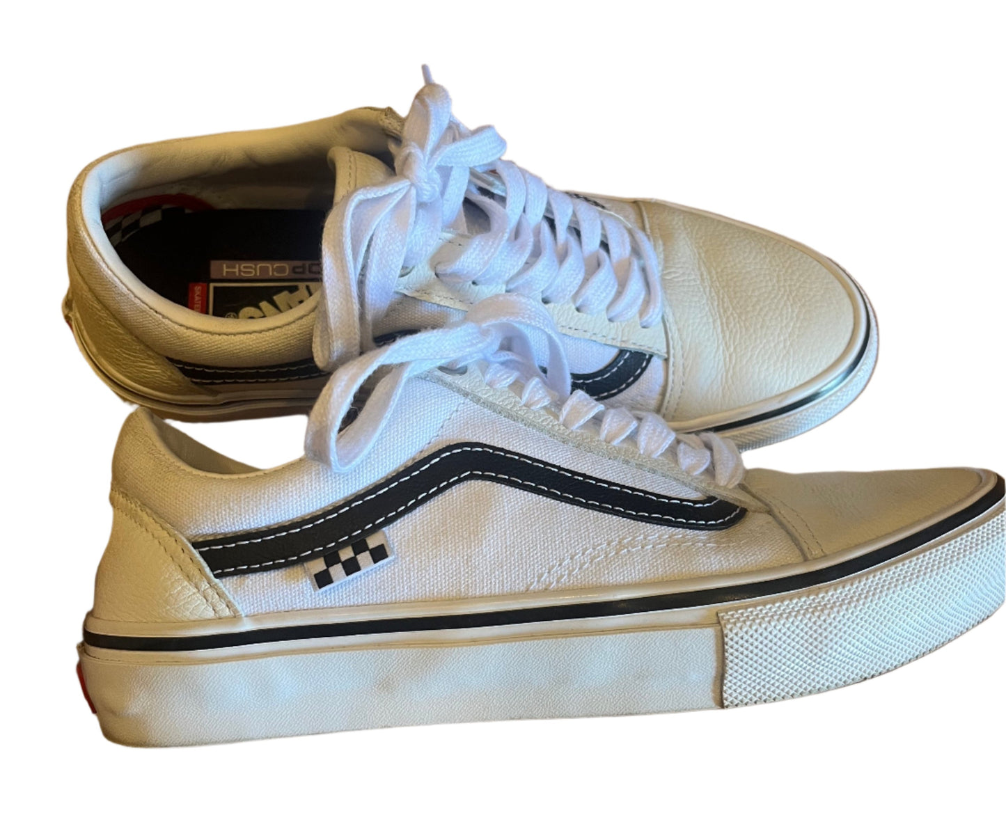 Sneakers, Vans Old Skool White Leather Men's 7