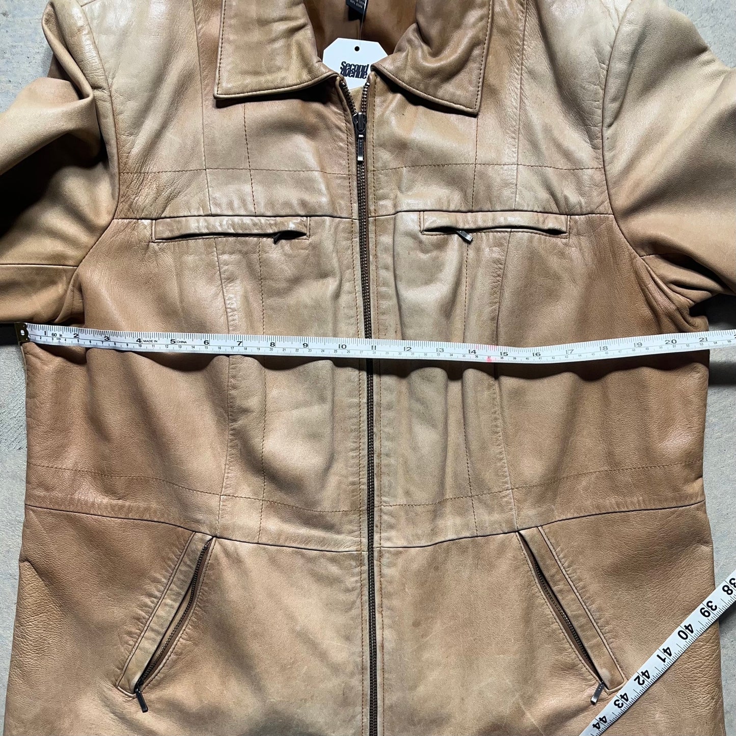 Alfani Women's Leather Jacket Distress Brown XL