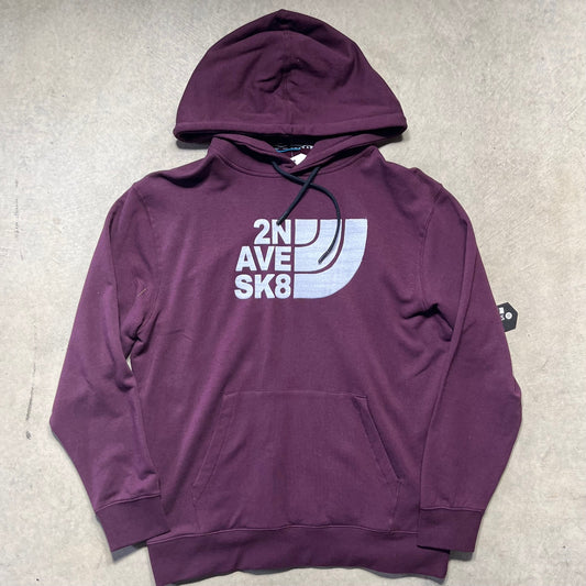 2ND AVE SK8 Vertface Logo Purple Hoodie Size Large